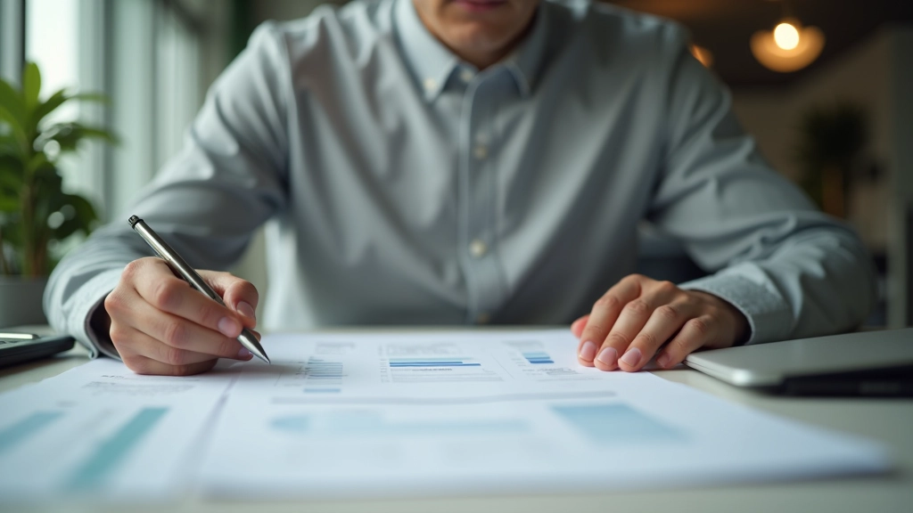Professional working at desk with planning materials