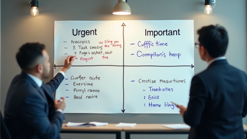 Decision matrix diagram showing urgent and important quadrants for task prioritization