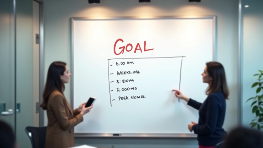 Large goal broken into smaller weekly targets, milestone planning on whiteboard