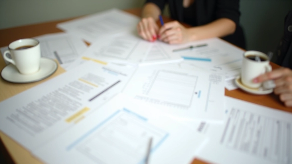 Training materials and planning worksheets on workshop table