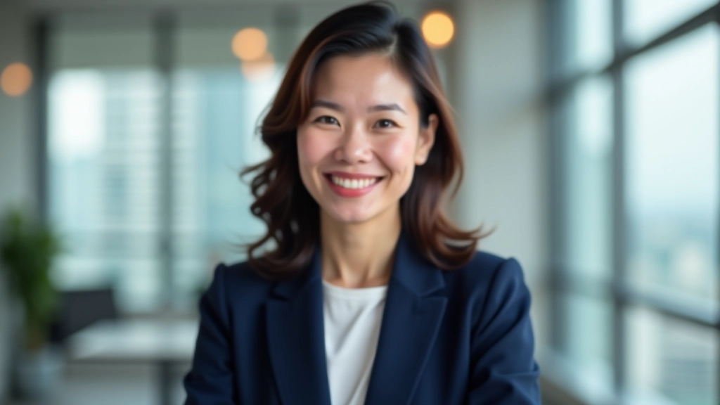 Professional trainer in business attire, portrait from chest up, confident posture